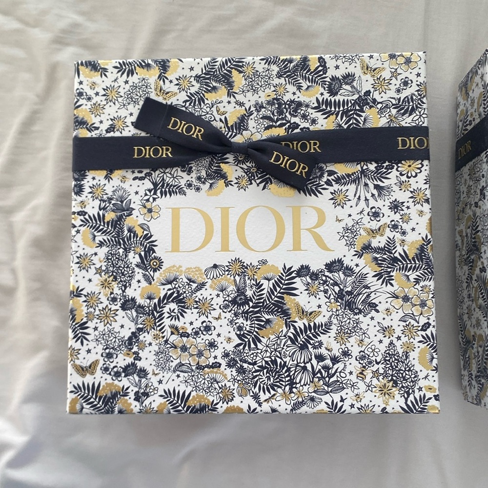 Dior gift box with ribbons, two available.  Empty.